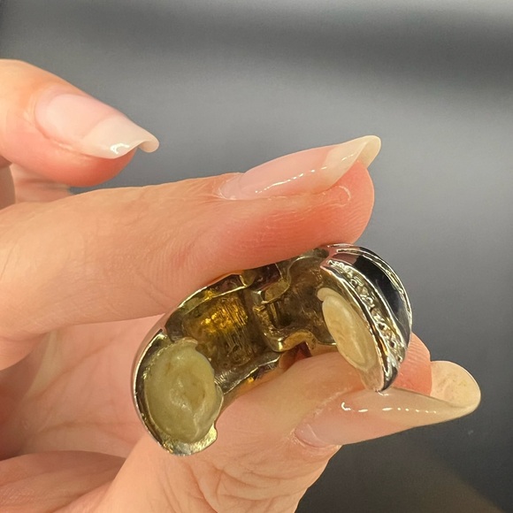 Vintage 90s black & silver tone Clip-On earrings - Picture 3 of 3